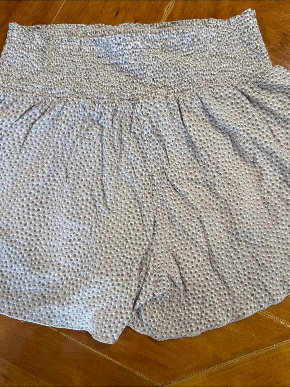aerie High Waist Shorts in Beige and Brown Dot Print